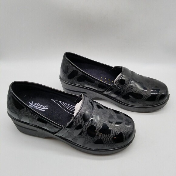 Laforst Women Printed Jamie Slip Resistant Slip On Clog Black 9 - Picture 4 of 8
